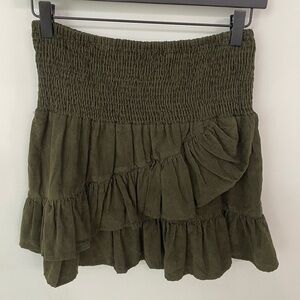 Madison Mathews Mini Corduroy Ruffle Skirt Size XS Coastal Cowgirl Smocked. B